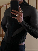 Mens Mesh Patchwork See Through Bodysuit SKUK27797