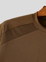 Men's Techwear Shoulder Mesh Panel Mock Neck Short Sleeve T-Shirt SKUL68988
