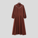 Men's Solid Color Waist Cinched Lantern Sleeve Shirt SKUL41012