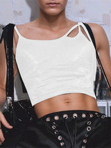 Men's Solid Color Lace-Up Patchwork Cropped Tank SKUL15375