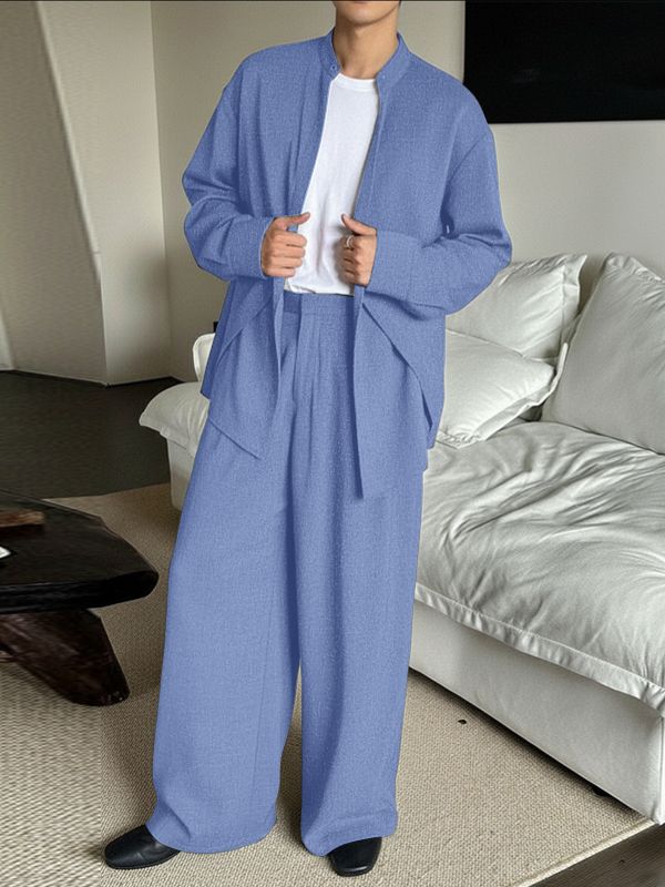 Men's Solid Color Loose Casual Two Pieces Outfit SKUL40092