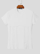 Mens Solid Color Knit Crew Neck Short Sleeve T-Shirt SKUL15154