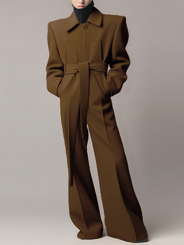 Men's Solid Padded Shoulder Casual Jumpsuit SKUL29633