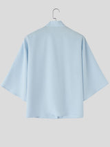 Men's Asymmetrical Side-Fastening High-Collar Boxy Shirt SKUL60115