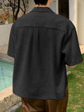 Mens Solid Revere Collar Short Sleeve Shirt SKUK56388