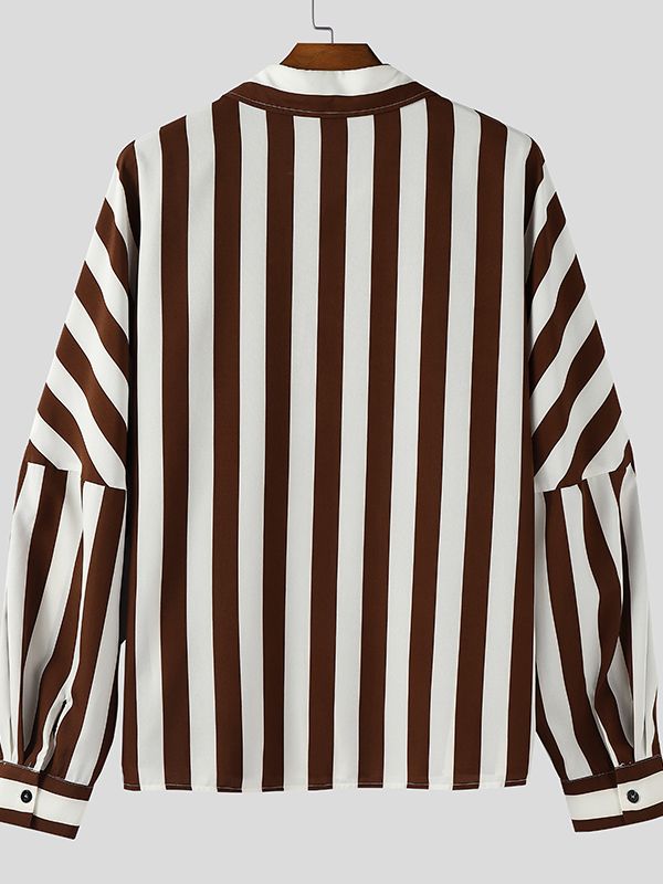 Men's Casual Striped Loose Long Sleeve Shirt SKUL35300