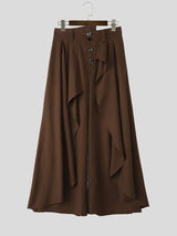 Men's Avant-Garde Victorian Hakama-Style Maxi Wide-Leg Skirt-Pant SKUL73674