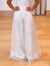 Men's Avant-Garde Double-Layer Sheer Overlay Palazzo Wide-Leg Pant SKUL68199