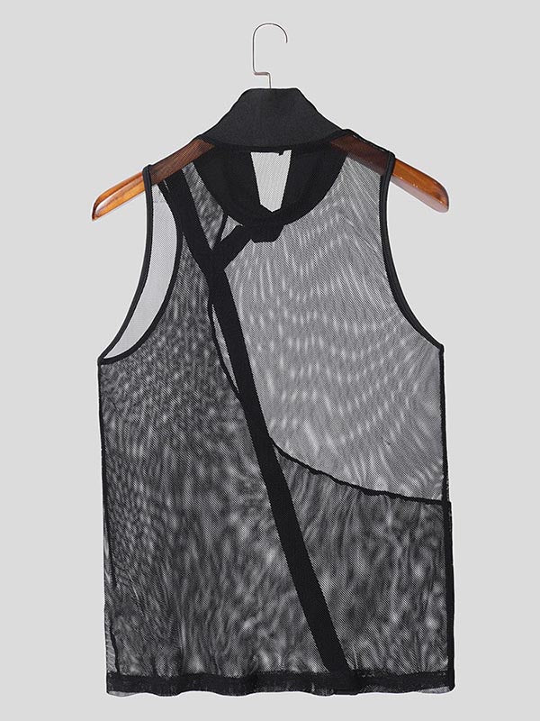 Mens Sheer Mesh Panel Sleeveless Tank SKUL06340