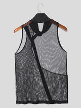 Mens Sheer Mesh Panel Sleeveless Tank SKUL06340