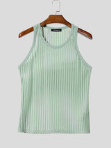 Men's Clubwear Sheer Burnout Vertical Stripe Muscle Tank SKUL73692