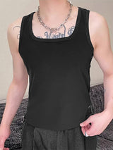 Mens Solid Square Neck Sleeveless Vest SKUK61139