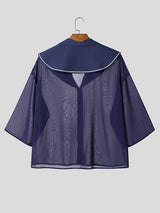 Men's Chiffon Sheer Sailor Collar Shirt SKUL39763