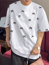 Mens 3D Bow Patchwork Casual Short Sleeve T-Shirt SKUL07818