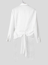 Men's Tassel Patchwork Twist Tie Long Sleeve Shirt SKUL37907