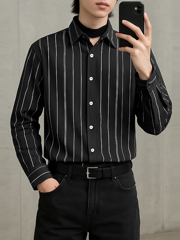 Men's Casual Striped Long Sleeve Shirt SKUL29766