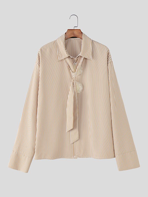 Men's 3D Floral Patchwork Striped Long Sleeve Shirt SKUL48616