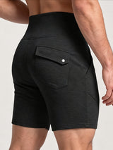 Men's High Street Urban Casual High Waist Flap Back Pocket Short SKUL80626