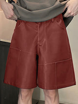 Mens Faux Leather Side Pockets Casual Shorts SKUK61530