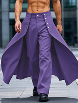 Mens Faux Two-Piece Layered Casual Pant SKUL11493