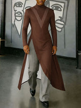 Men's Color Block Printed Long Hem T-Shirt SKUL43712