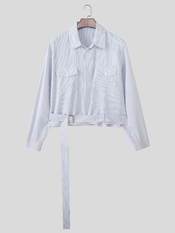 Men's Striped Tie Long Sleeve Shirt SKUL26217