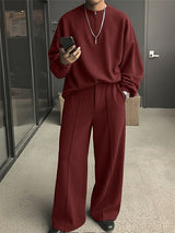 Men's Solid Color Loose Two Pieces Outfit SKUL40305