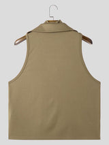 Mens Drawstring Crisscross Design Casual Tank SKUK94626