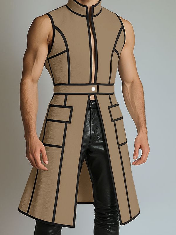 Men's Colorblock Line Sleeveless Waistcoat SKUL24738