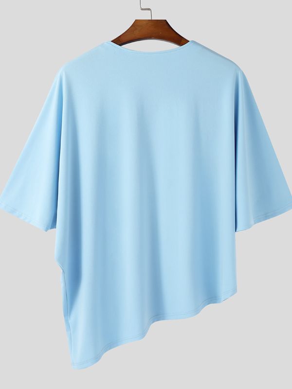 Men's Solid Color Split 3/4 Length Sleeve T-Shirt SKUL39756