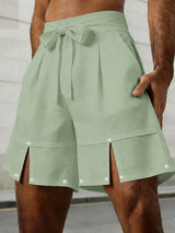 Men's Solid Color Bow Split Casual Short SKUL51763