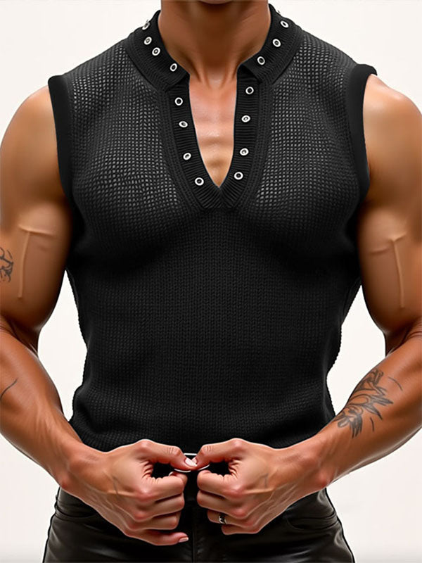 Mens Sheer Mesh Hollow-Out Casual Tank SKUL10588