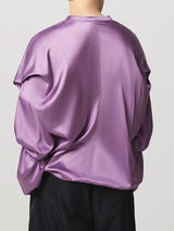 Mens Satin Pleated Design Long Sleeve Shirt SKUK88045