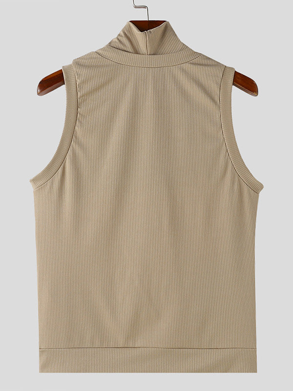 Mens Solid Textured V-Neck Sleeveless Vest SKUK63980