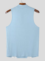 Mens Casual Color-Block Half-Zip Tank SKUK99932