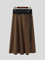 Men's Solid Color Buckle Belt Skirt SKUL50032