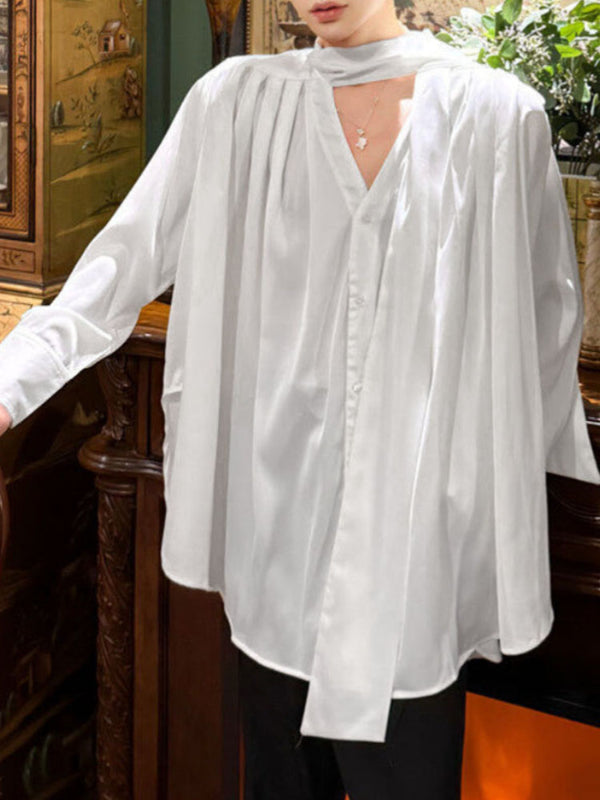 Men's Deconstructed Ribbon Long Sleeve Shirt SKUL37673