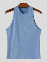 Men's Streetwear Creative Hand Print Ribbed Tight Tank SKUL64241