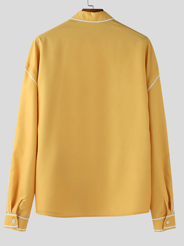 Men's Line Contrast Long Sleeve Shirt SKUL26064