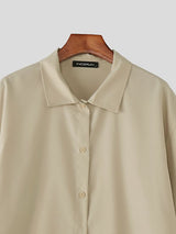 Men's Solid Color Cropped 3/4 Length Sleeve Shirt SKUL41332