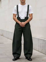 Men's Vintage Pinstripe High Waist Wide Leg Jumpsuit SKUL63100