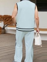 Mens Bold Stripe Color-Block Two Pieces Outfit SKUL15588