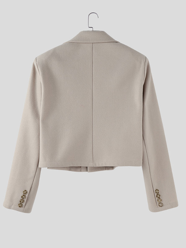 Men's Solid Color Cropped Long Sleeve Blazer SKUL30419