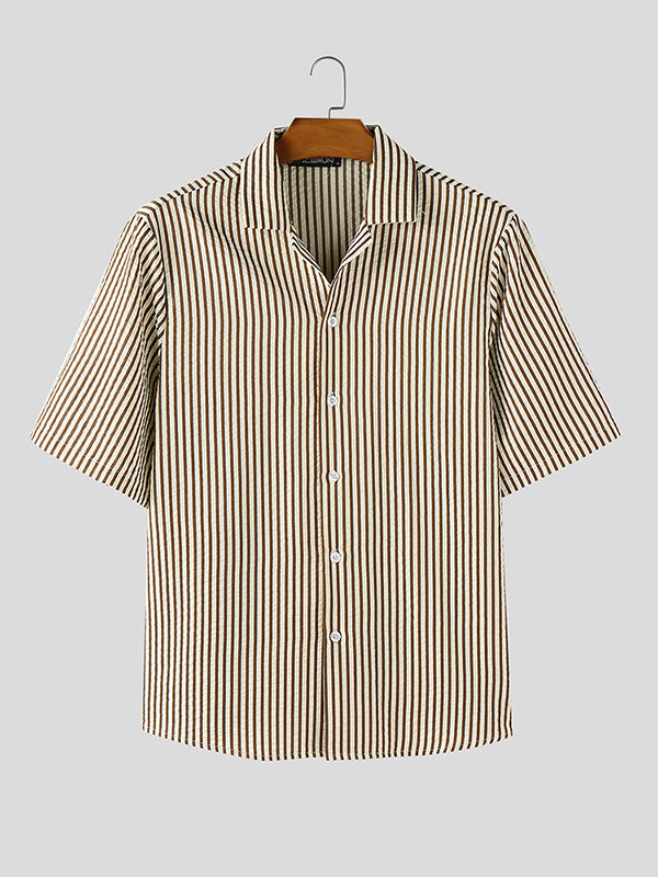 Mens Casual Striped Short Sleeve Shirt SKUL06502