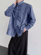 Men's Tie Dye Print Tie Long Sleeve Shirt SKUL30415