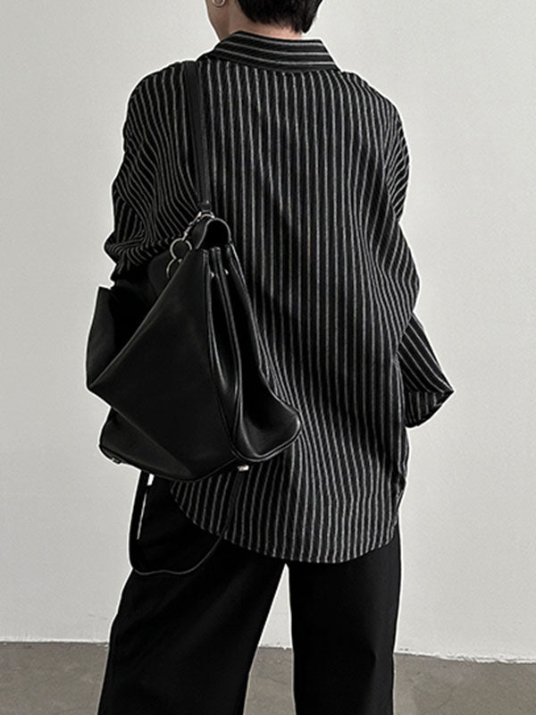 Mens Striped Loose Long Sleeve Shirt SKUL03654