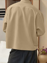 Men's Solid Color Pocket Long Sleeve Shirt SKUL43860