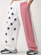 Men's Y2K Streetwear Asymmetrical Stars and Stripes Baggy Track Pant SKUL77442