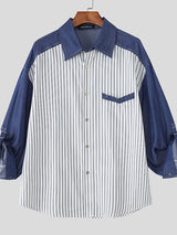 Men's Striped Color Block Long Sleeve Shirt SKUL36466