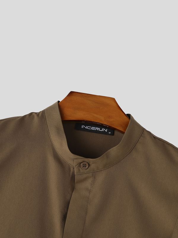 Men's Avant-Garde Industrial Buckled Shoulder Strap Mandarin Collar Sleeveless Shirt SKUL66042